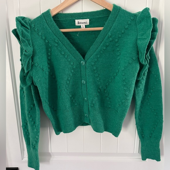 &Merci KELLY GREEN CARDIGAN SZ S - Picture 4 of 10